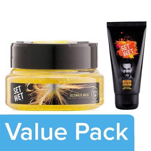 Set Wet Hair Gel - Ultimate Hold 250 ml + Beard Cream 50 ml, Combo 2 Items